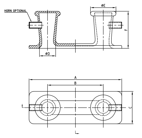 Acero fundido doble bitt