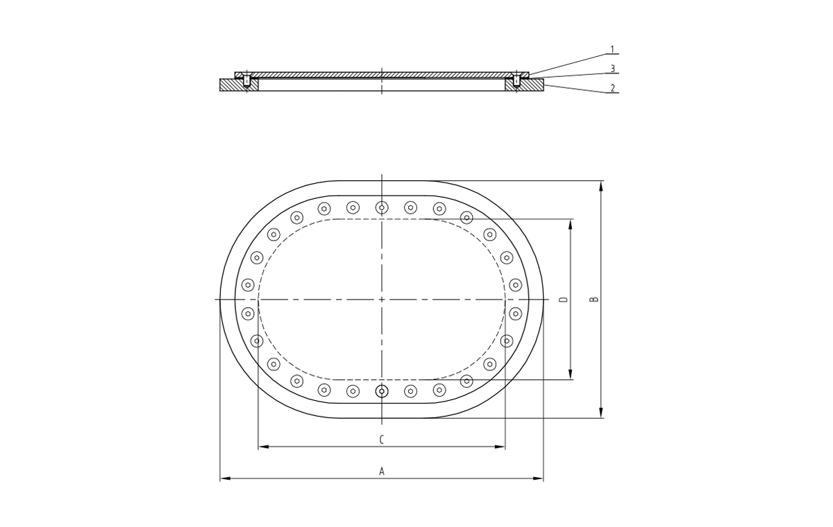 Escotilla ovalada de m&uacute;ltiples tornillos DF-505 FLUSH