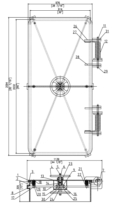 Escotilla herm&eacute;tica de acci&oacute;n r&aacute;pida para instalaci&oacute;n en cubiertas marinas